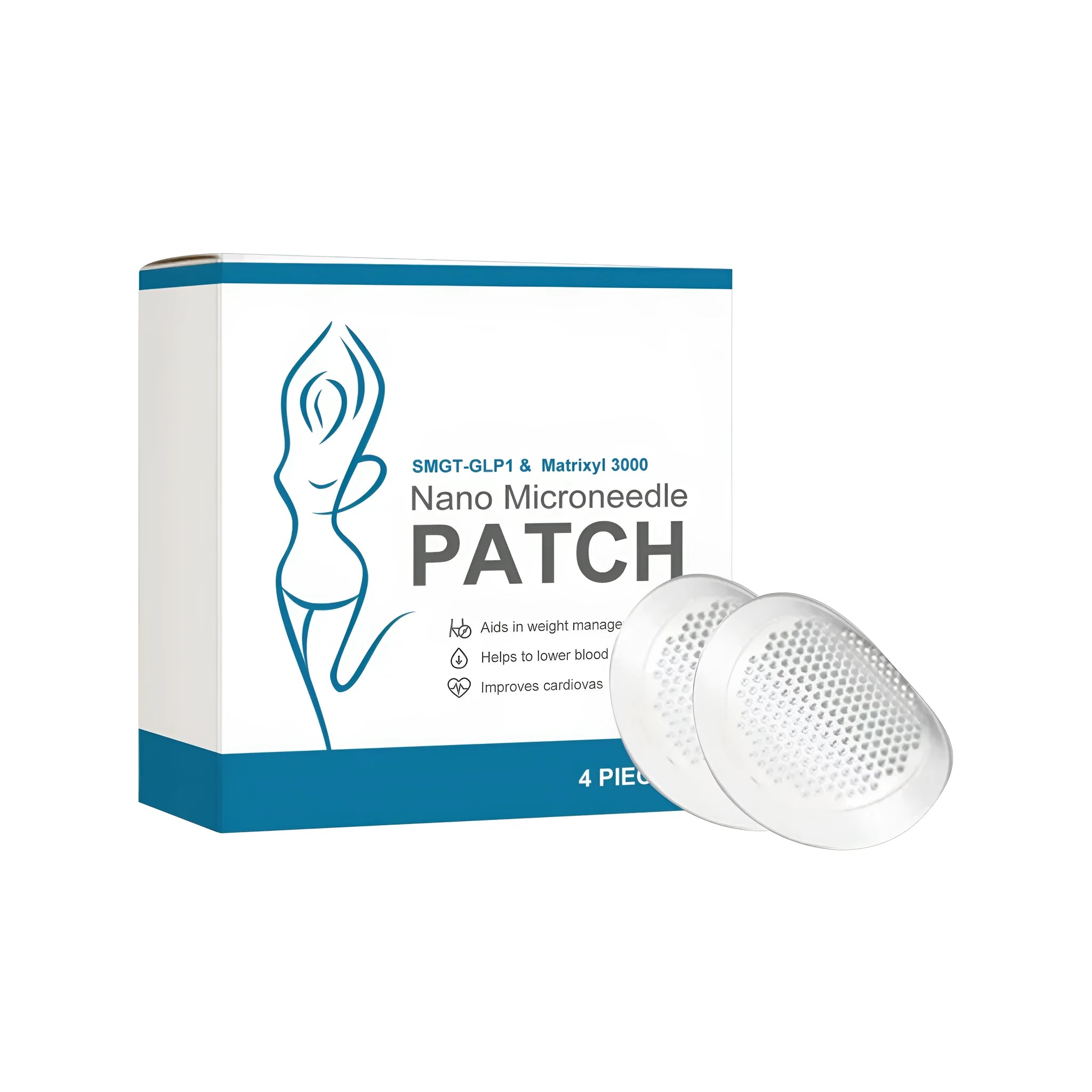 Pack of four body shaping micro-needle patches with curcumin and peptide ingredients
