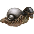 Resin garden snail sculpture with character design and coloured finish