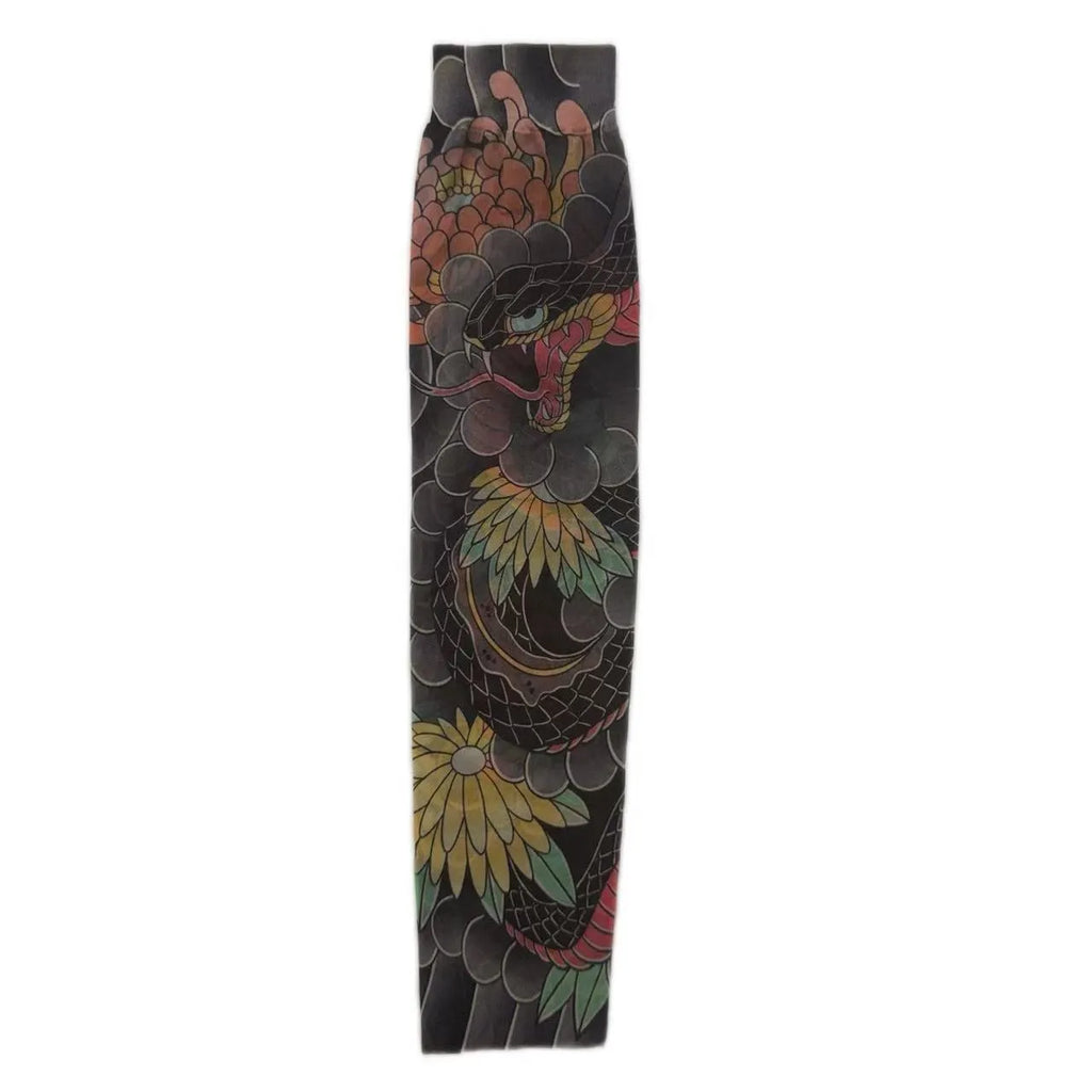 Unisex nylon sun protection ice sleeve in flower arm design with colour options like dragon, crane, and peony
