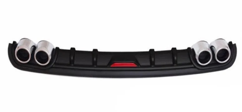 PP plastic car rear bumper spoiler shown in black, demonstrating its length and solid moulded shape.