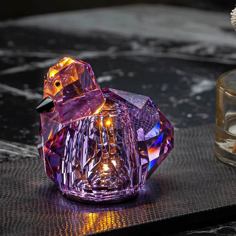 Portable crystal table lamp, 85 x 80mm, built-in battery, third gear dimming, pink purple or transparent