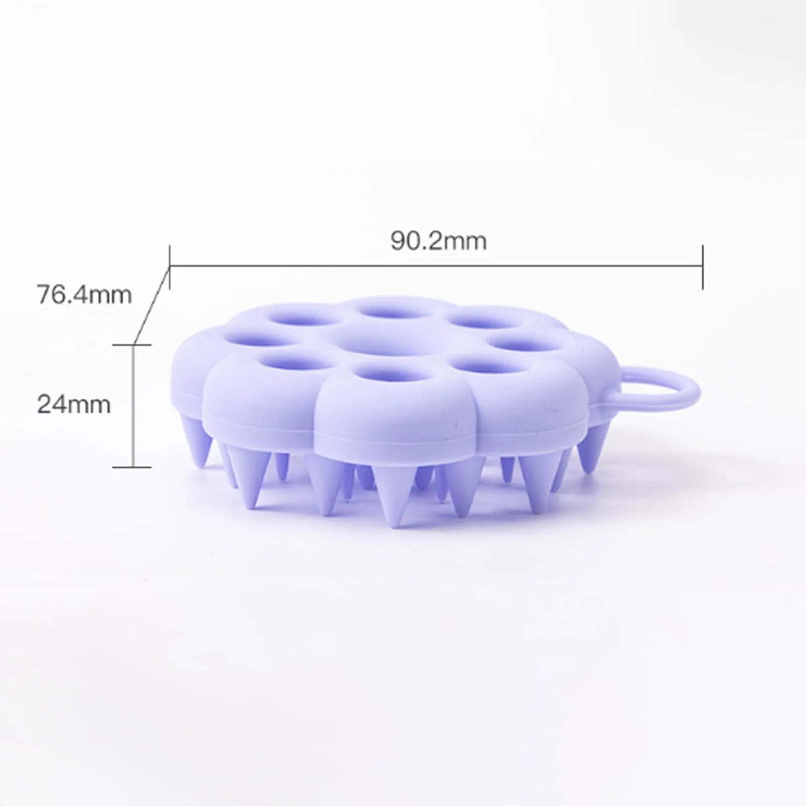 Silicone pet grooming brush with flexible pins and ergonomic handle in assorted colours