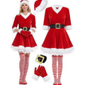 Christmas women's stage performance costume suit with cotton dress, belt, gloves, socks and hat in sizes M L XL