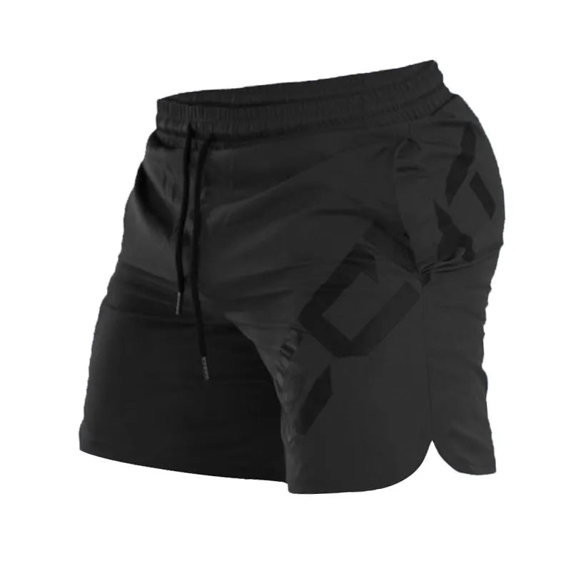 Men's elastic thin training running shorts in knee-length design with quick-drying fabric