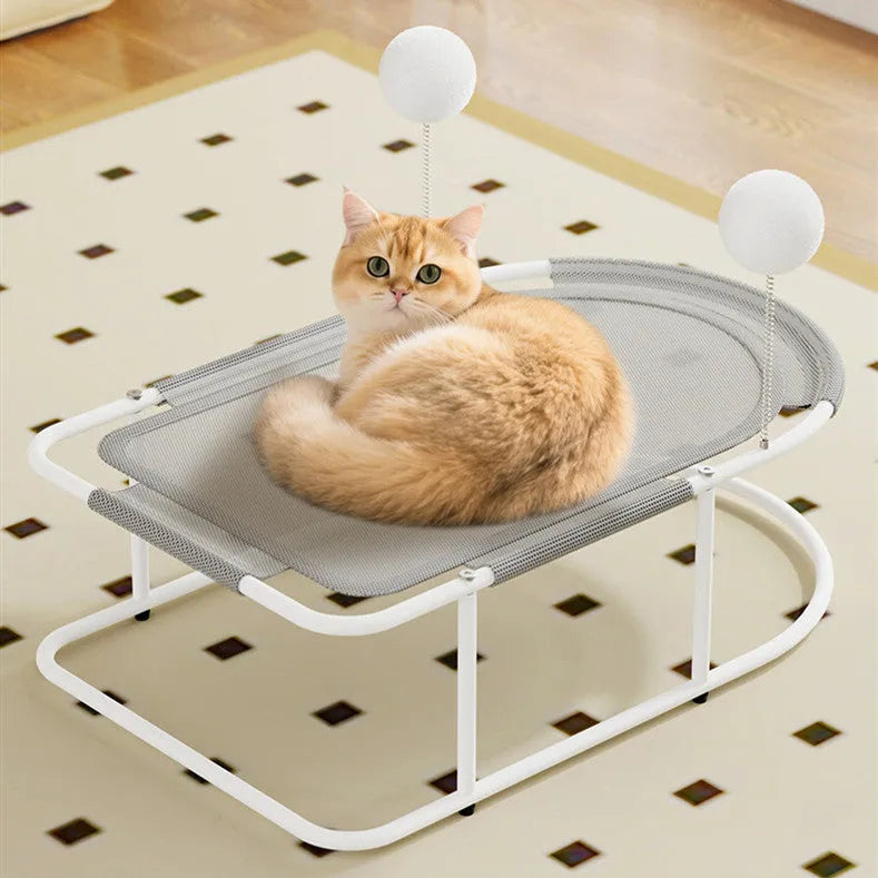 Grey fabric kennel for cats measuring 50cm cubed with breathable walls and a removable cover.