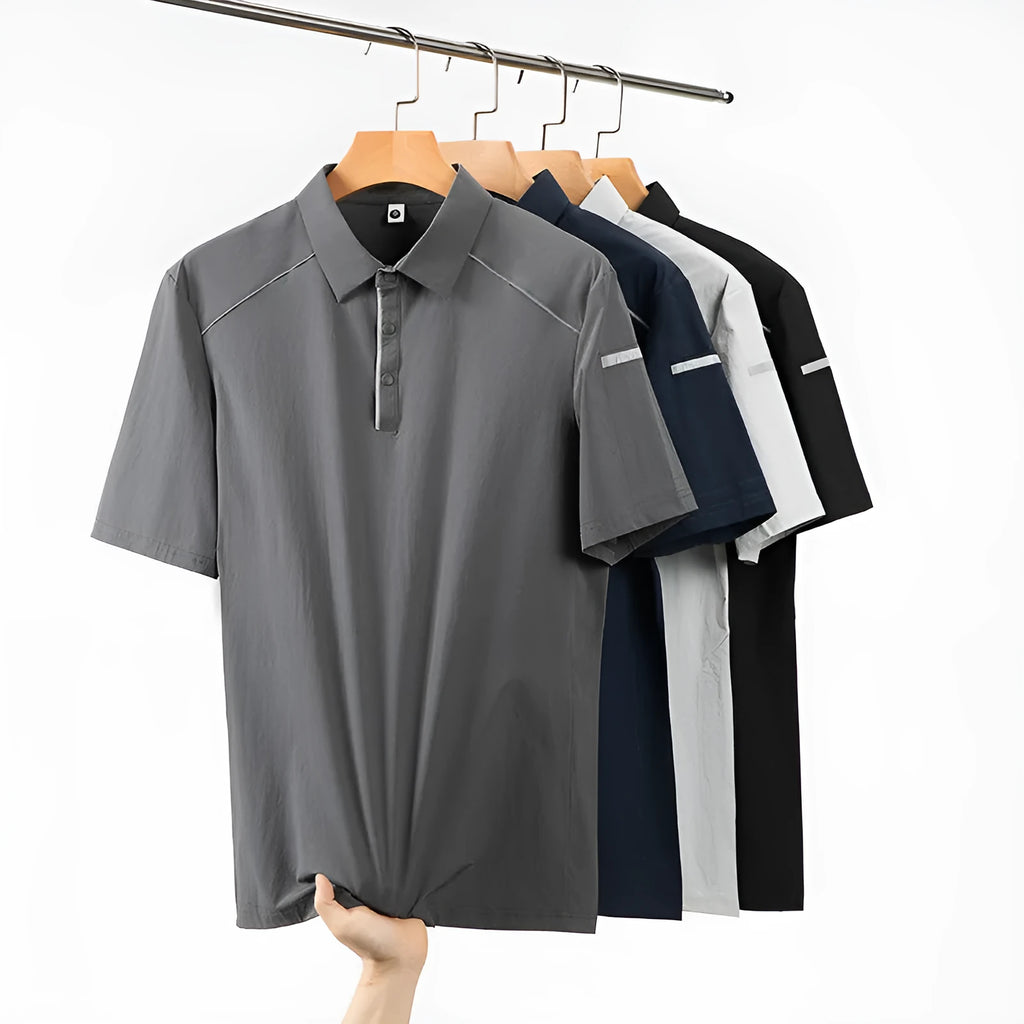 Men's short-sleeved polo shirt in a solid colour with a regular fit and side slit detail.