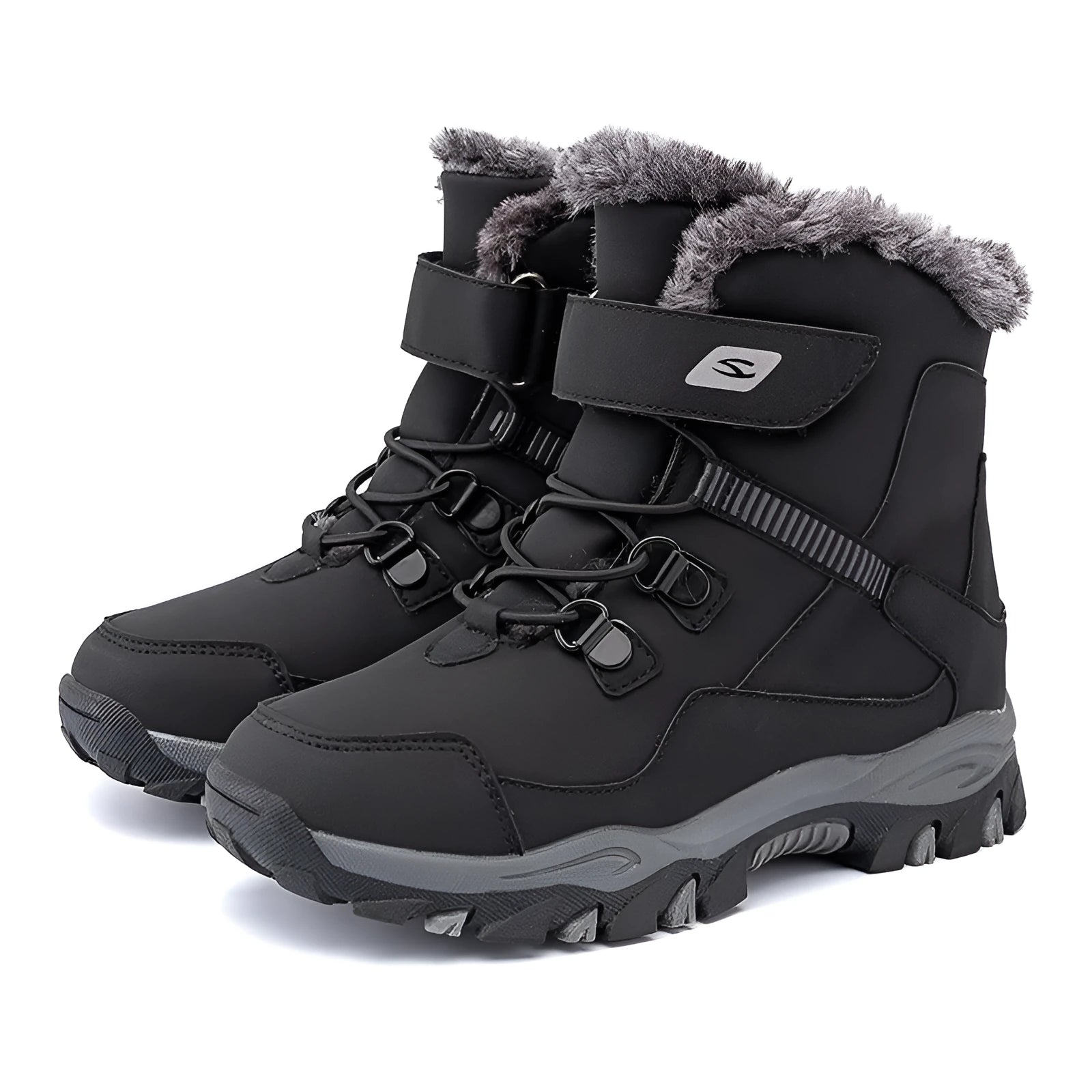 Hobby Bear children's black Martin boots with adjustable buckle and rubber sole