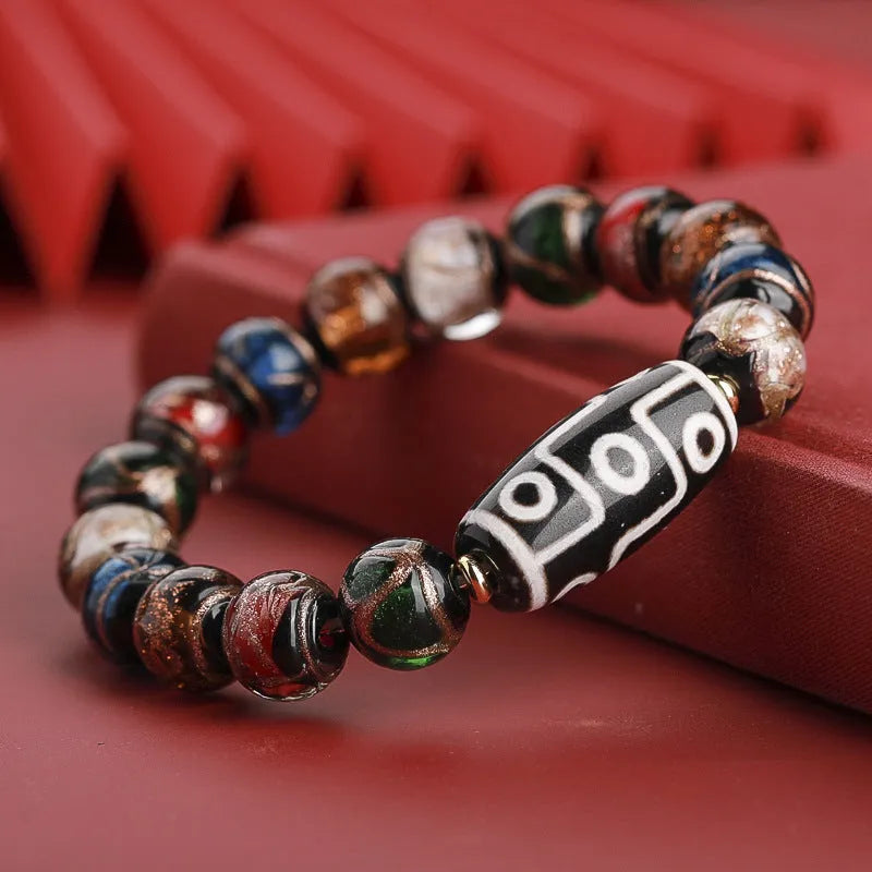 Chinese style coloured glaze bracelet with snake lucky beads in three size options