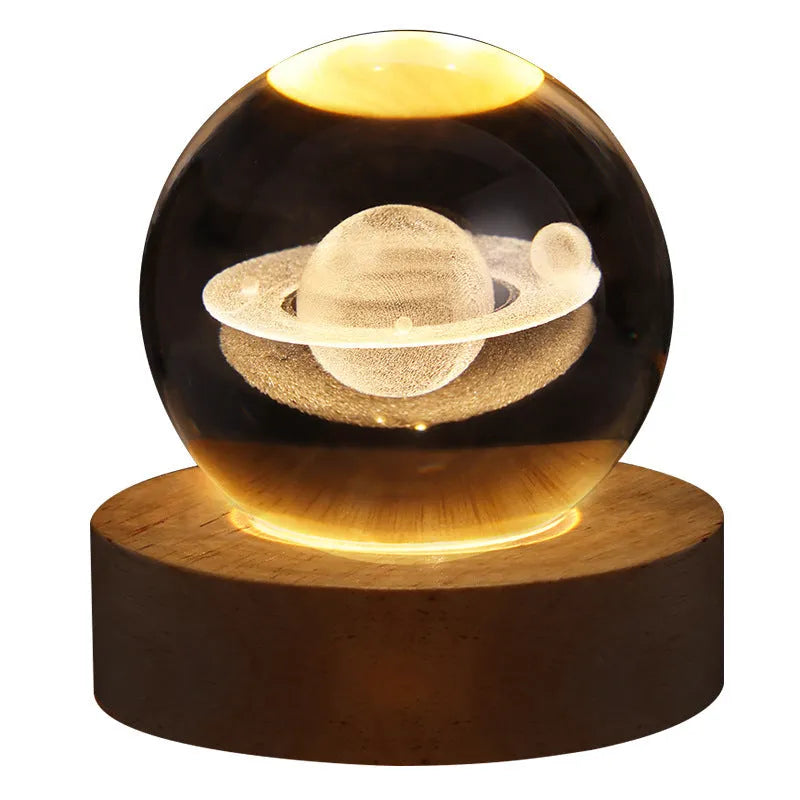 6cm crystal ball night light projecting starry sky patterns with detailed planetary carvings