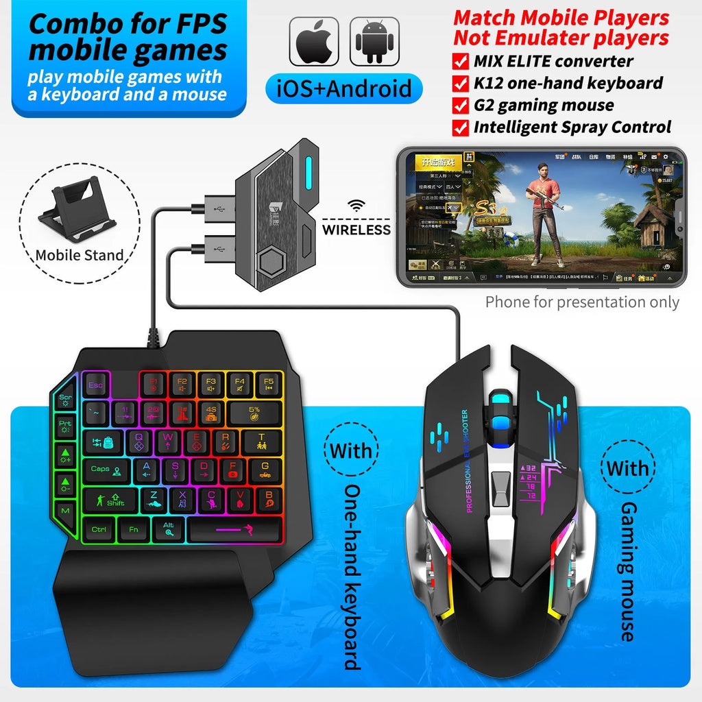 Keyboard mouse converter for mobile gaming with USB interface and official configuration suit