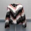 Korean-style women's faux fur O-neck short coat in picture colour, shown as a street fashion garment.
