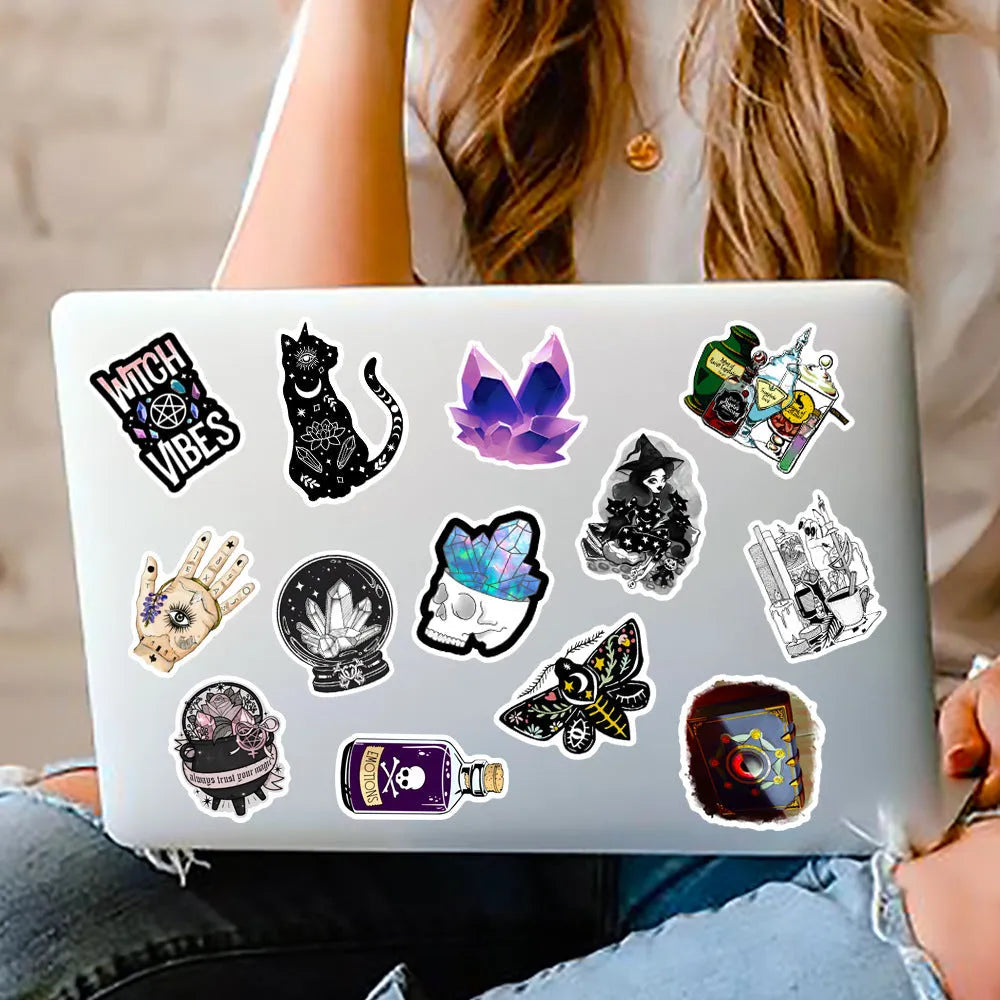 50 piece waterproof PVC luggage stickers with glossy finish for travel personalisation