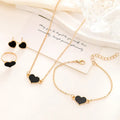 Heart love jewellery set for women alloy electroplated necklace 51cm bracelet 23cm ring earrings