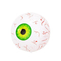 Green Halloween eyeball balloon with red bloodshot veins, shown inflated to 40 cm diameter.