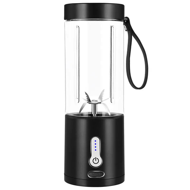 Rechargeable portable hand blender with a 530ml plastic cup in blue colour