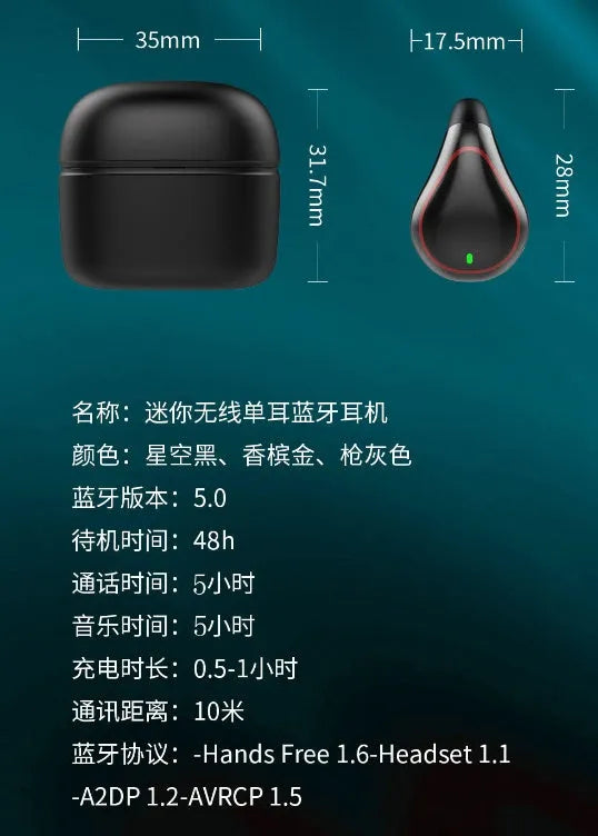 Mini Bluetooth invisible in-ear wireless sports headset with digital display charging case in Iron Gun Gray