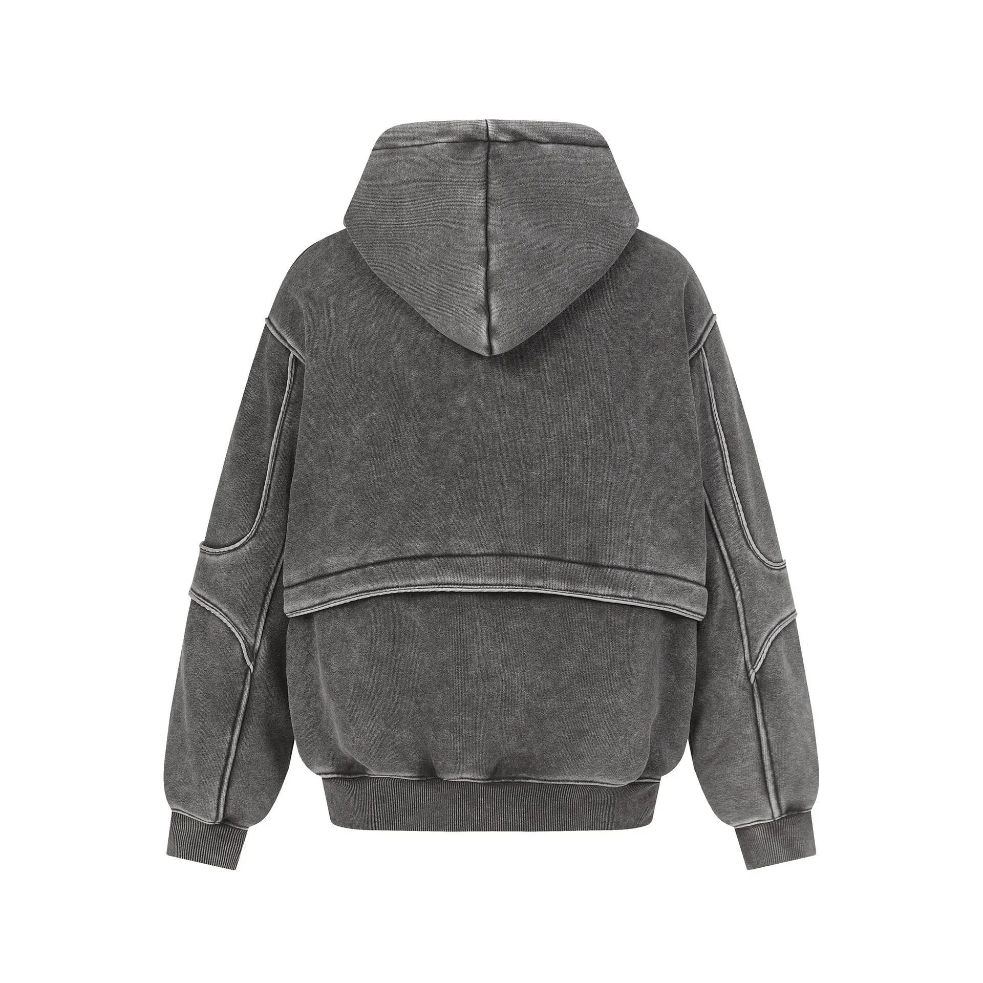 Loose fleece-lined cotton pullover sweatshirt in Dark Gray for men and women, front view