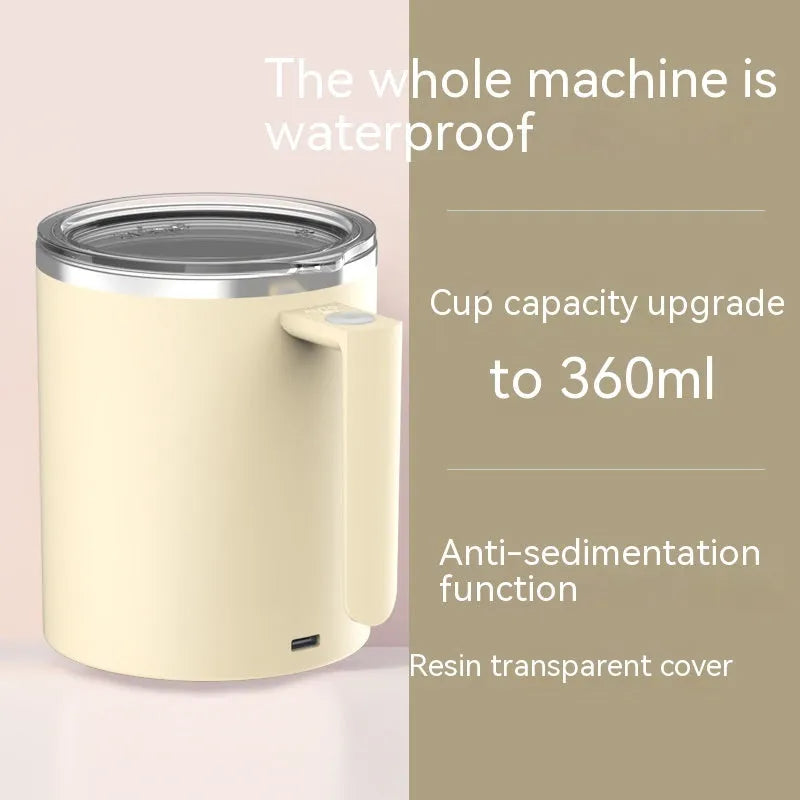 Portable smart magnetic automatic mixing coffee cup in white, pink, black or macaron milky white