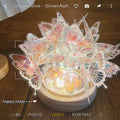 Handmade butterfly night lamp with glass shade on raw wood base, bedroom ambience lighting