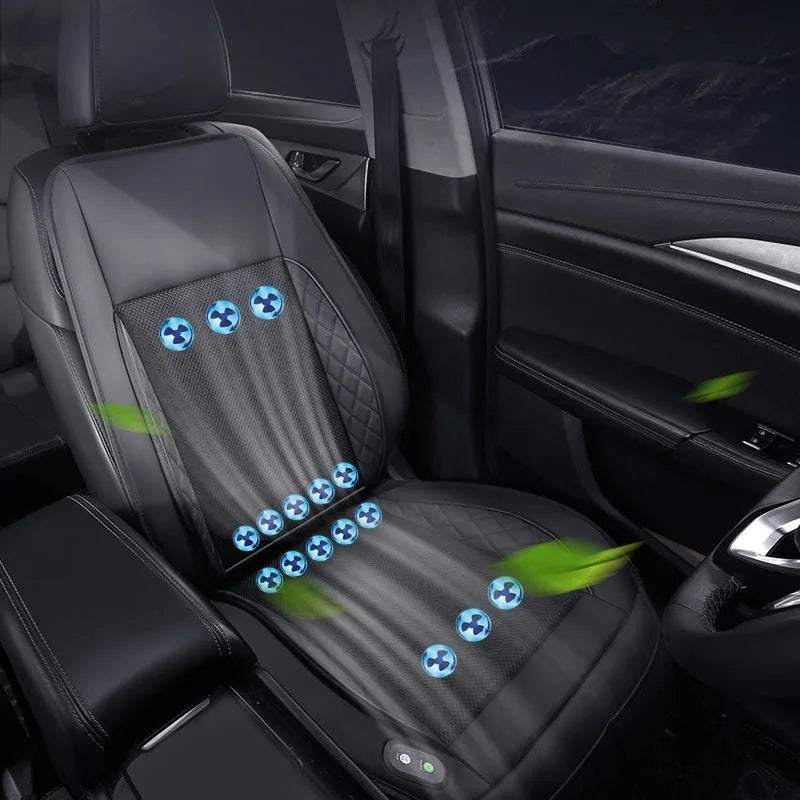 Black car seat ventilation cushion with fan for 12V 24V use