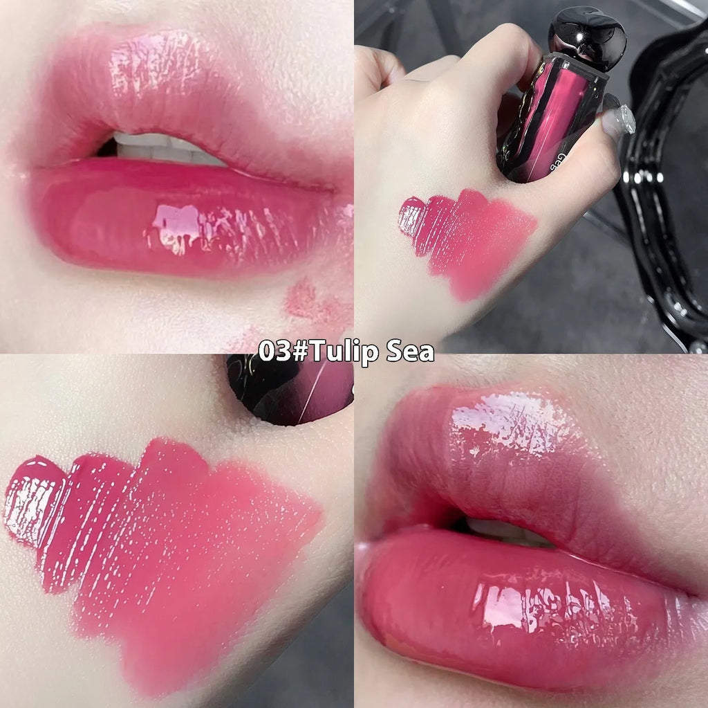 Glacier Lava Mirror Lip Lacquer gloss in one of seven colour options with water-light texture