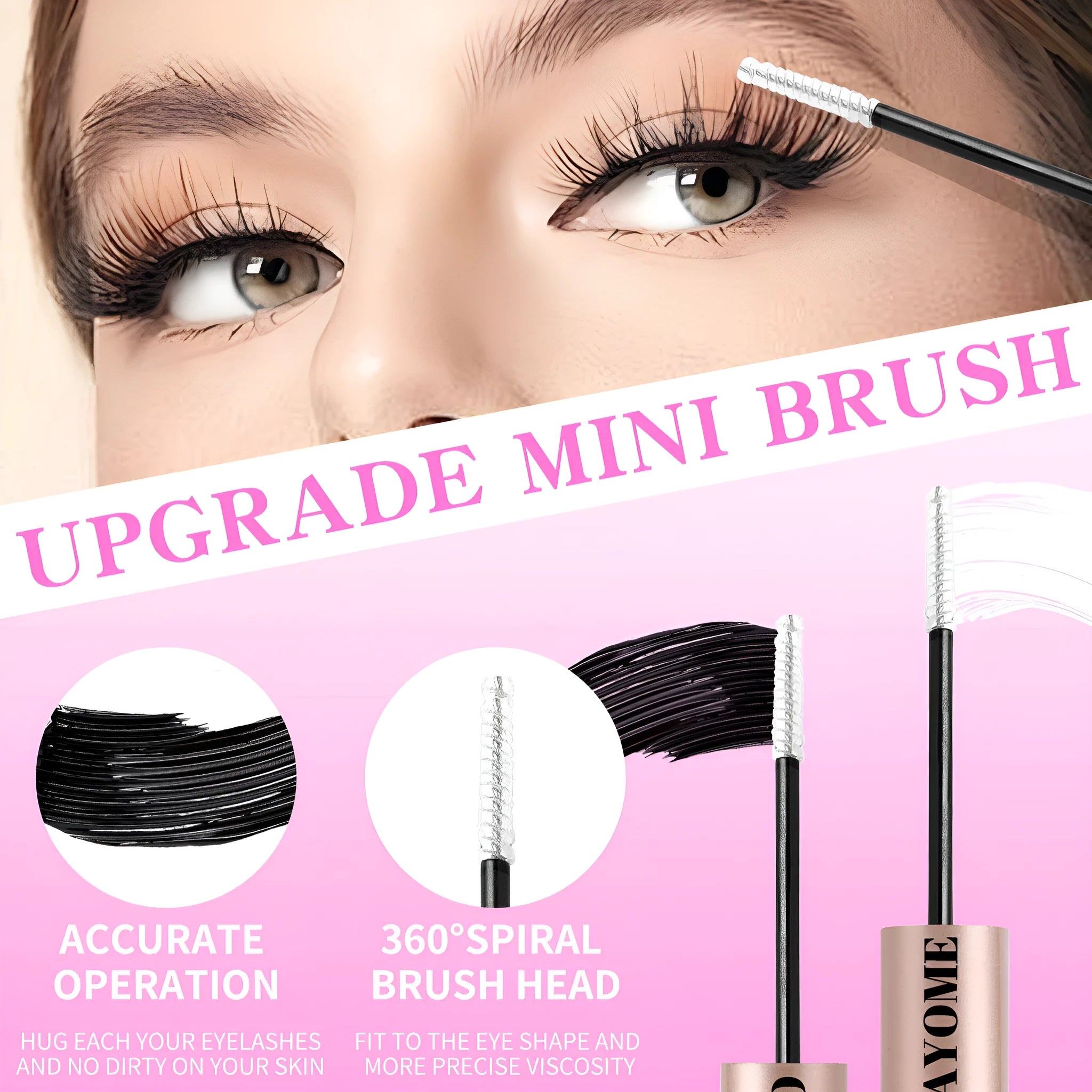 Double-headed eyelash glue in waterproof quick setting split type format with black lid and applicator tip
