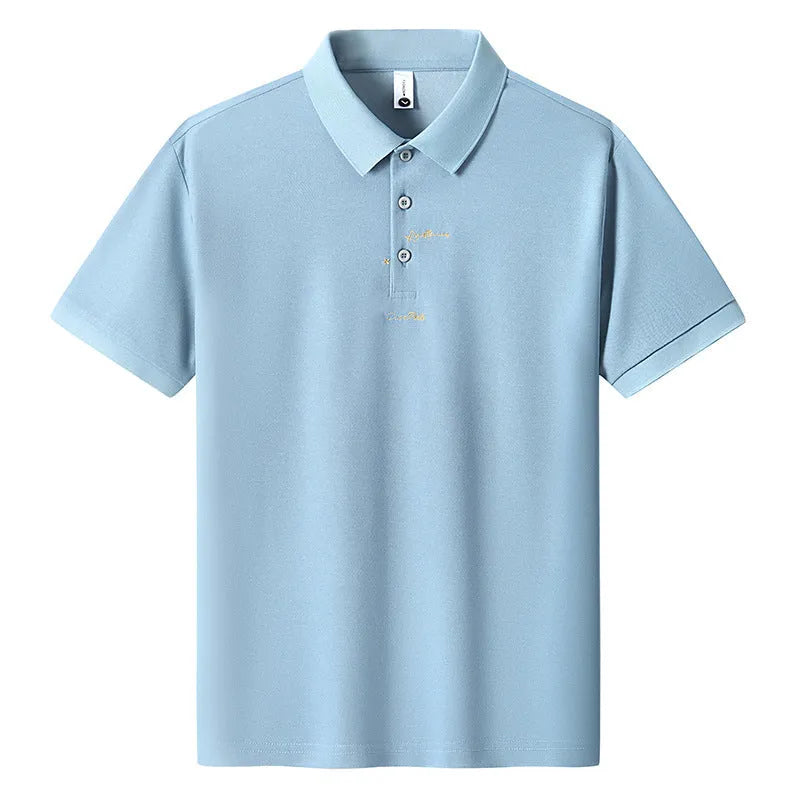 A man's loose-fit casual cotton t-shirt with a letter print, shown in one of six available colours.