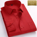Men's white flax linen business shirt showing pink diagonal pattern and red plain colour options.