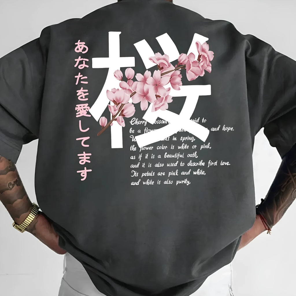 Men's loose fit short sleeved cotton T-shirt in black, apricot, navy blue or dark grey, sizes S to XXXL