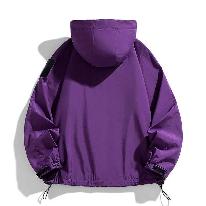 Men's waterproof hooded jacket in polyester blend available in multiple colours and extended sizes