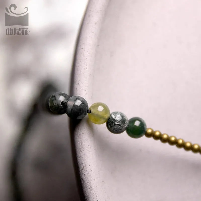 Ethnic style multi-layered children's bracelet with natural crystal beads in traditional design