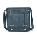 Women's large capacity PU crossbody bag, square vertical business commute style with single shoulder strap and slit pocket