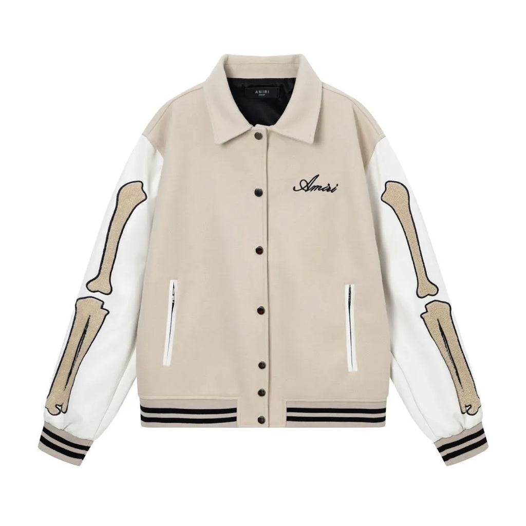 Wool jacket with bone embroidery decoration in apricot colour with cotton fabric