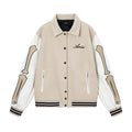 Wool jacket with bone embroidery decoration in apricot colour with cotton fabric