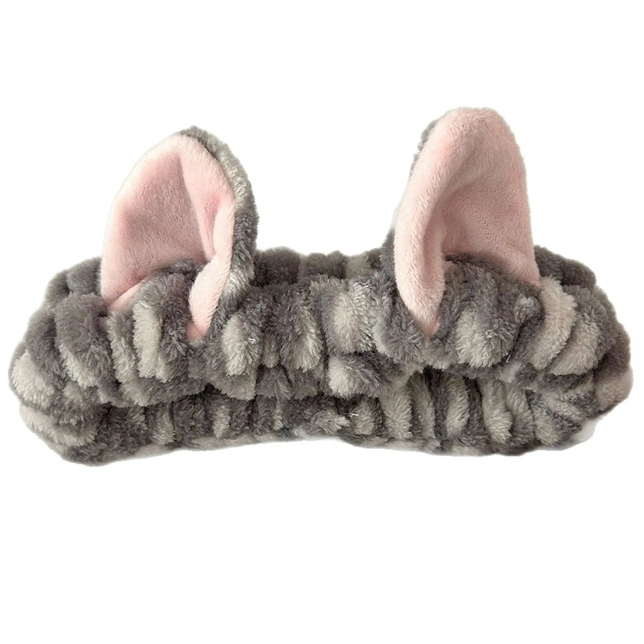 Girl cat ears washing face hair band set in plaid cloth, three pieces including headband, in leopard print colour