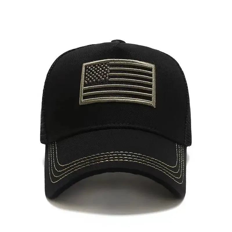 Men's cotton camouflage baseball cap with adjustable size and dome crown.