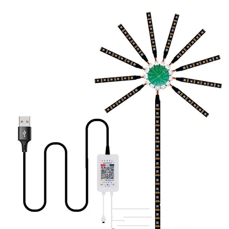 LED voice-activated marquee fireworks light belt with RGB Symphony, 5050 beads, USB power and remote control