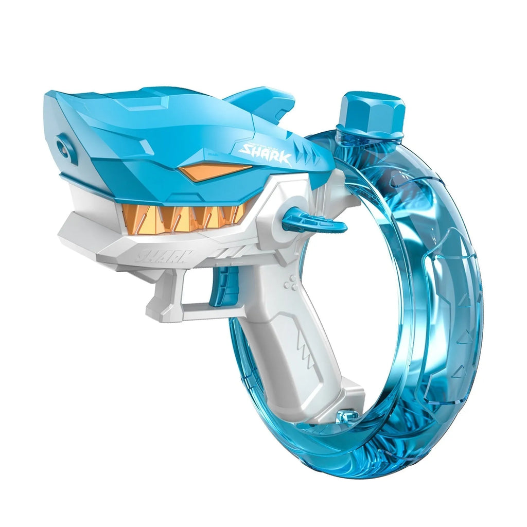 Blue Shark electric water gun toy with automatic continuous fire feature