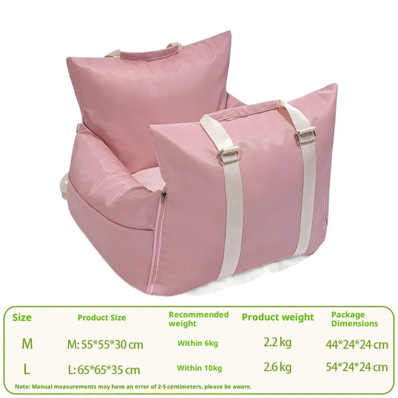 Waterproof non-slip car kennel for dogs in olive green double seat size 65x65x35 cm