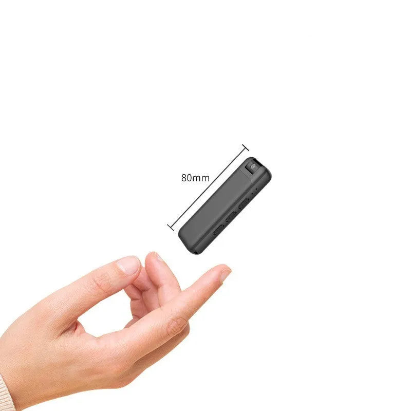 Black ABS recording pen with one-button operation and 50-metre noise reduction range