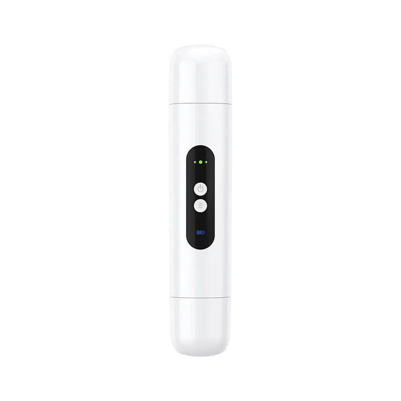 Portable electric depilator in pink or white colour with USB charging cable
