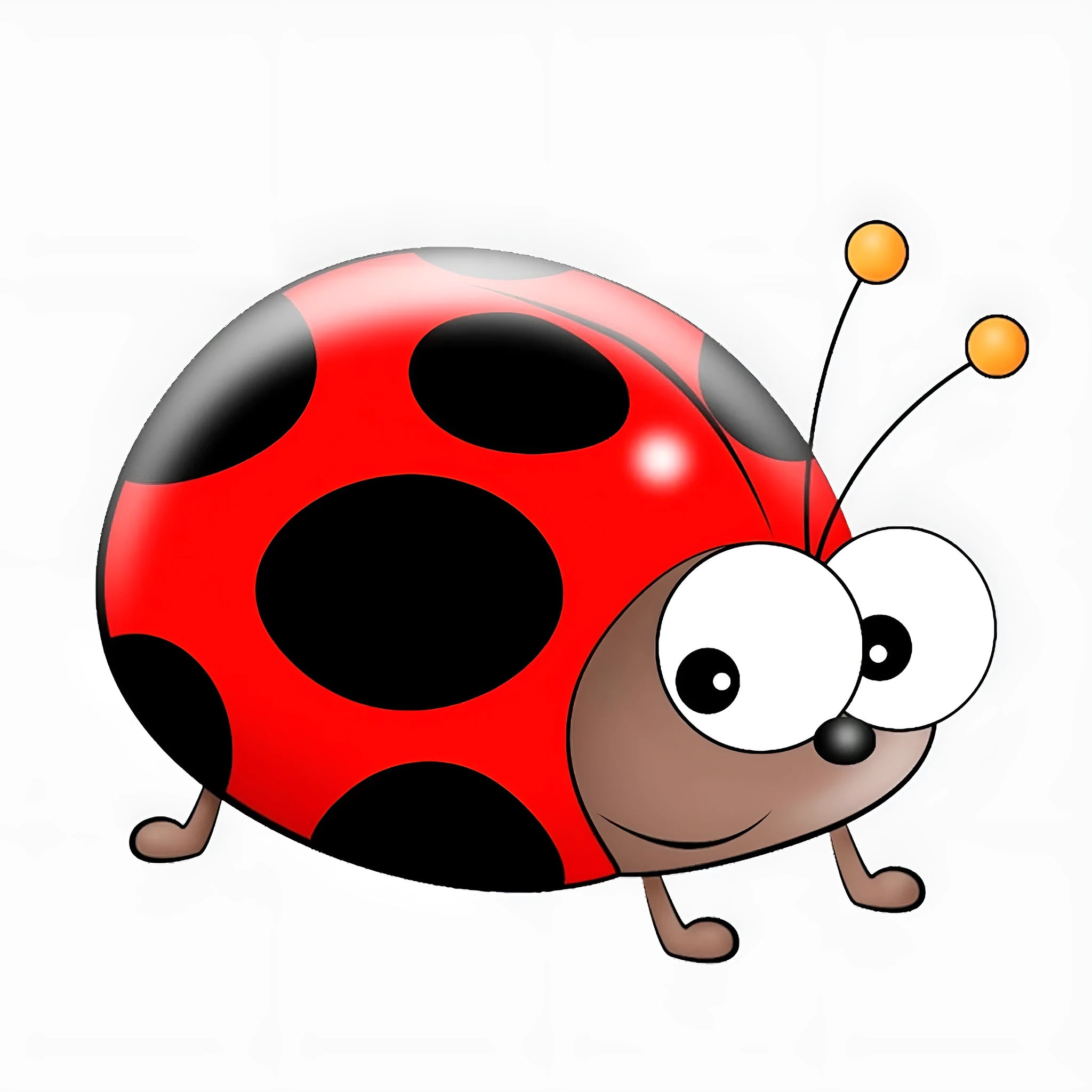 Close-up of a 14.5cm cartoon ladybird vinyl sticker on a transparent background.