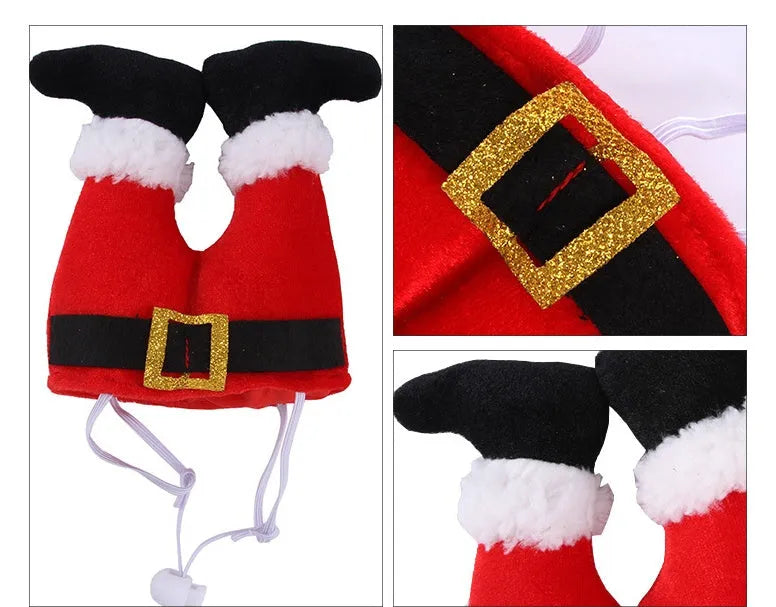 Red polyester Christmas hat for small dogs and cats, one size 20x17x5 cm