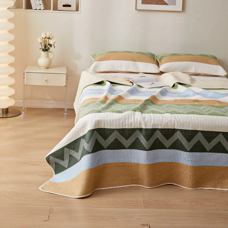 Cotton printed bed sheet set showing modern simplicity design in bedspread style