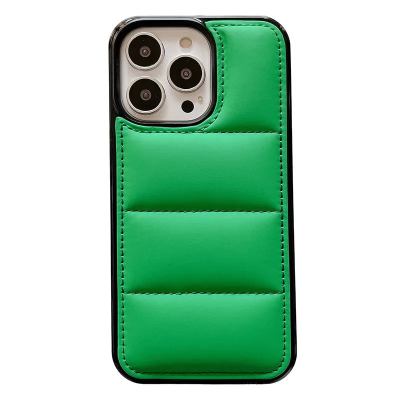 Candy down jacket shaped phone case for iPhone in solid colour.