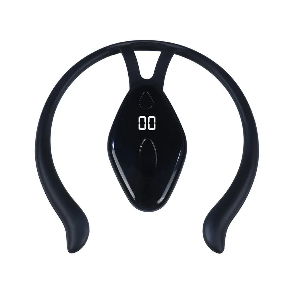 Children's portable posture corrector with LCD display, vibration reminder, USB charging, in black or orange.