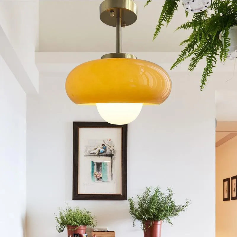 Bauhaus three headed egg tart glass pendant light in milky white retro ceiling chandelier