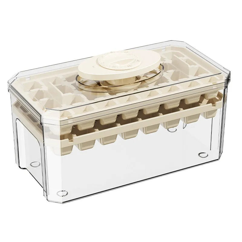 White PP plastic press ice cube tray with 32 grid compartments for quick demoulding in freezer