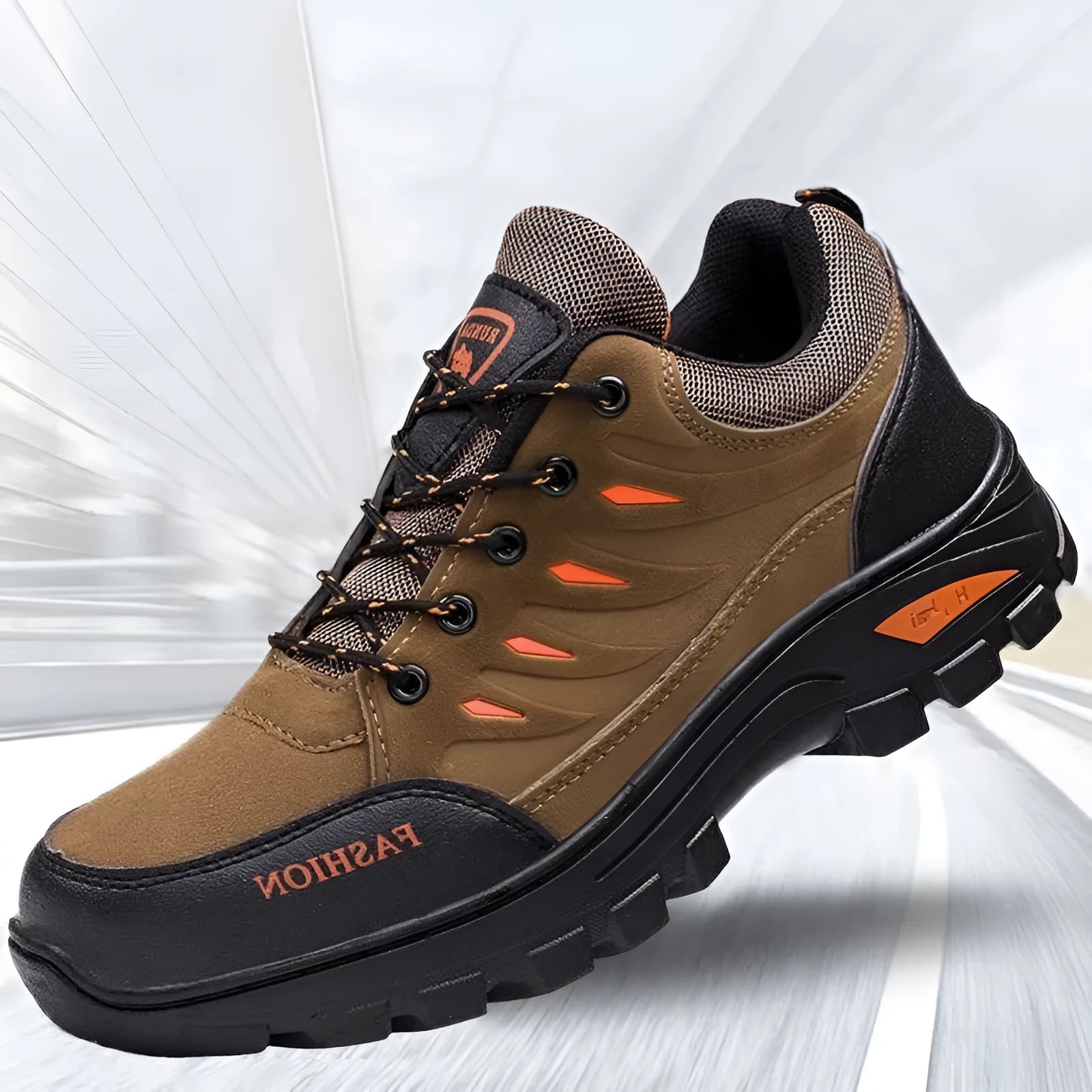 Men's suede hiking sneakers mid-top design with lace-up closure and platform rubber sole