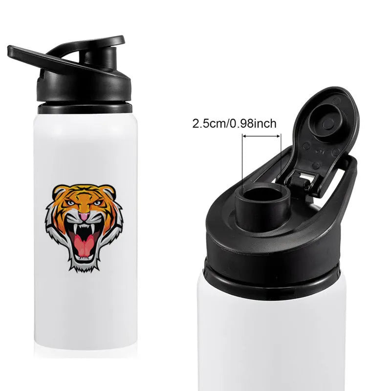 White aluminium cycling water bottle for outdoor sports with 600ml or 750ml capacity